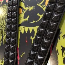 Ape Leather Black On Black Pyramid Stud 2 Row Belt