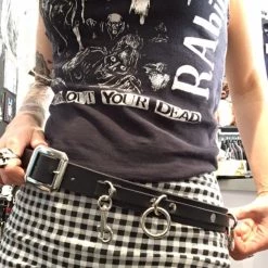 Ape Leather Mini 5 Ring Black Leather Bondage Belt