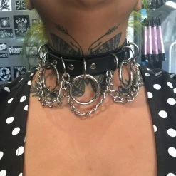 Funk Plus Black Leather Bondage Chain Choker