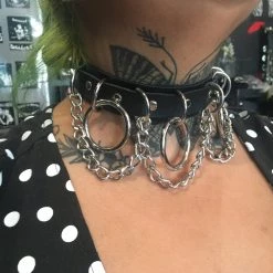 Funk Plus Black Leather Bondage Chain Choker