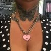 Funk Plus Gals Pink Heart Lock Chain Necklace