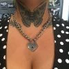 Funk Plus Gals Silver Chain Heart Lock Necklace 1 Funk Plus Gals Silver Chain Heart Lock Necklace