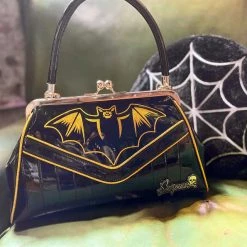 Sourpuss Nokturnal Bat Gold Kisslock Purse