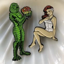 Sweet Siren Designs Mid Century Swamp Couple Enamel Pin Set