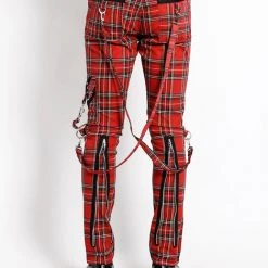 Tripp NYC Guys Classic Slim Leg Red Plaid Bondage Pants
