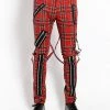 Tripp NYC Guys Classic Slim Leg Red Plaid Bondage Pants