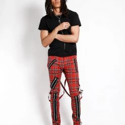 Tripp NYC Guys Classic Slim Leg Red Plaid Bondage Pants