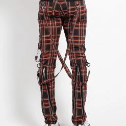 Tripp NYC Classic Slim Black Plaid Bondage Pants Guys
