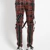 Tripp NYC Classic Slim Black Plaid Bondage Pants Guys