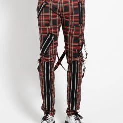 Tripp NYC Classic Slim Black Plaid Bondage Pants Guys