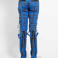 Tripp NYC Classic Slim Leg Blue Plaid Bondage Pants