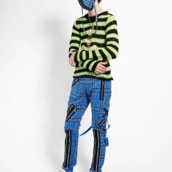 Tripp NYC Classic Slim Leg Blue Plaid Bondage Pants