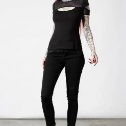 KillStar Gals Jovie Fishnet Peep Top