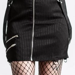 KillStar Gals Katy Coffin Pinstriped Mini Skirt