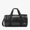 Fred Perry Guys Black Tonal Barrel Bag