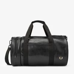 Fred Perry Guys Black Tonal Barrel Bag