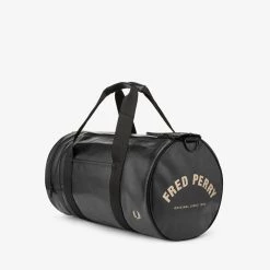 Fred Perry Guys Black Tonal Barrel Bag