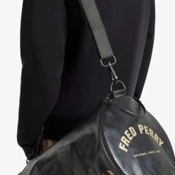 Fred Perry Guys Black Tonal Barrel Bag