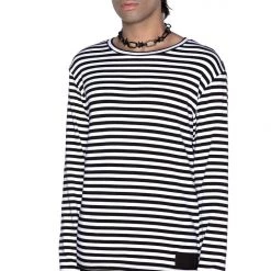 KillStar Lars Long Sleeve Black & White Striped Shirt