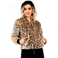 Sourpuss Tan Leopard Fur Bomber Gals