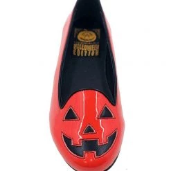 StrangeCvlt Jack O Lantern Red & Black Flats