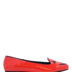 StrangeCvlt Jack O Lantern Red & Black Flats