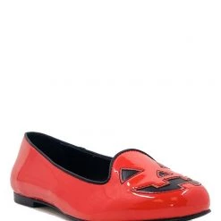 StrangeCvlt Jack O Lantern Red & Black Flats