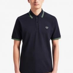 Guys Fred Perry Twin Tipped Polo Navy / Pistachio