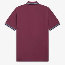Guys Fred Perry Twin Tipped Polo Aubergine / Cyan / Black