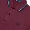 Guys Fred Perry Twin Tipped Polo Aubergine / Cyan / Black