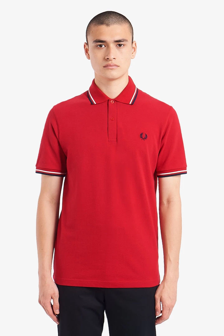 Guys Fred Perry Polo Salsa / White / Blue 5 Guys Fred Perry Polo Salsa / White / Blue