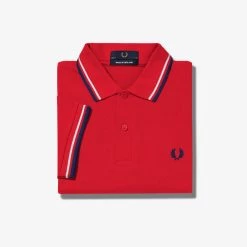 Guys Fred Perry Polo Salsa / White / Blue 11 Guys Fred Perry Polo Salsa / White / Blue