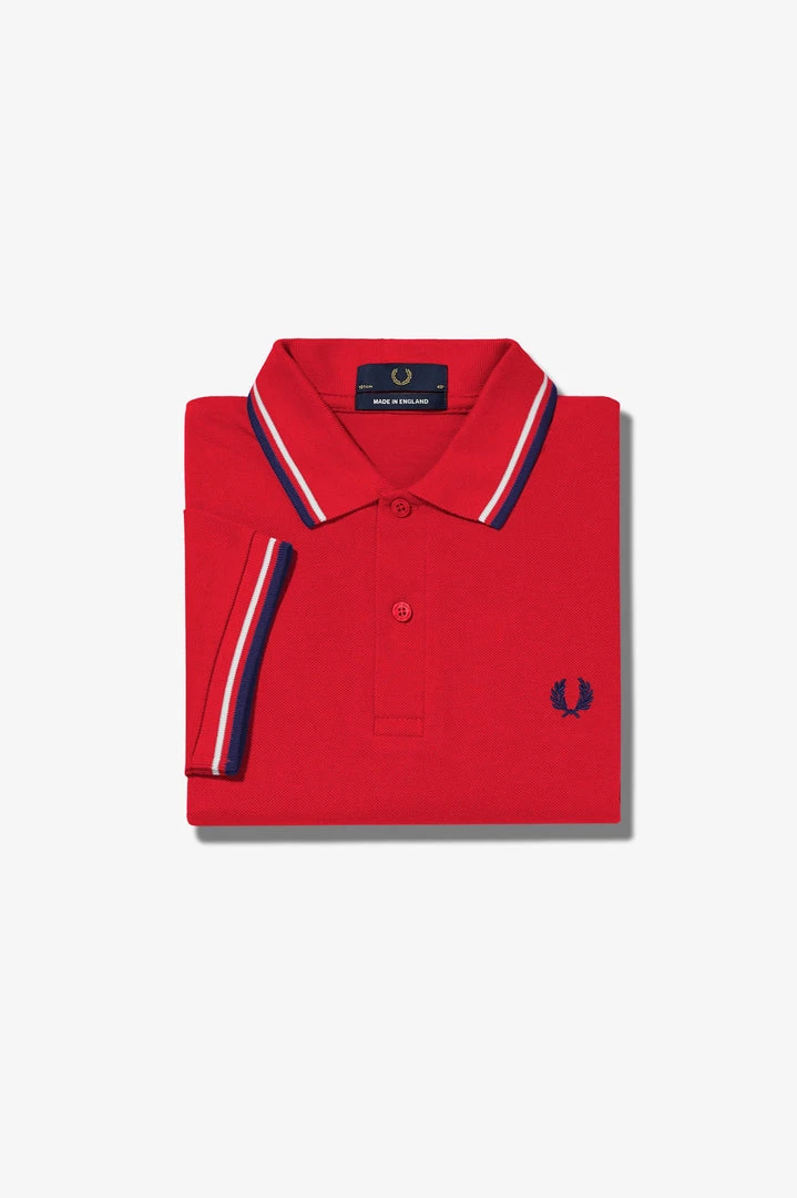 Guys Fred Perry Polo Salsa / White / Blue 6 Guys Fred Perry Polo Salsa / White / Blue