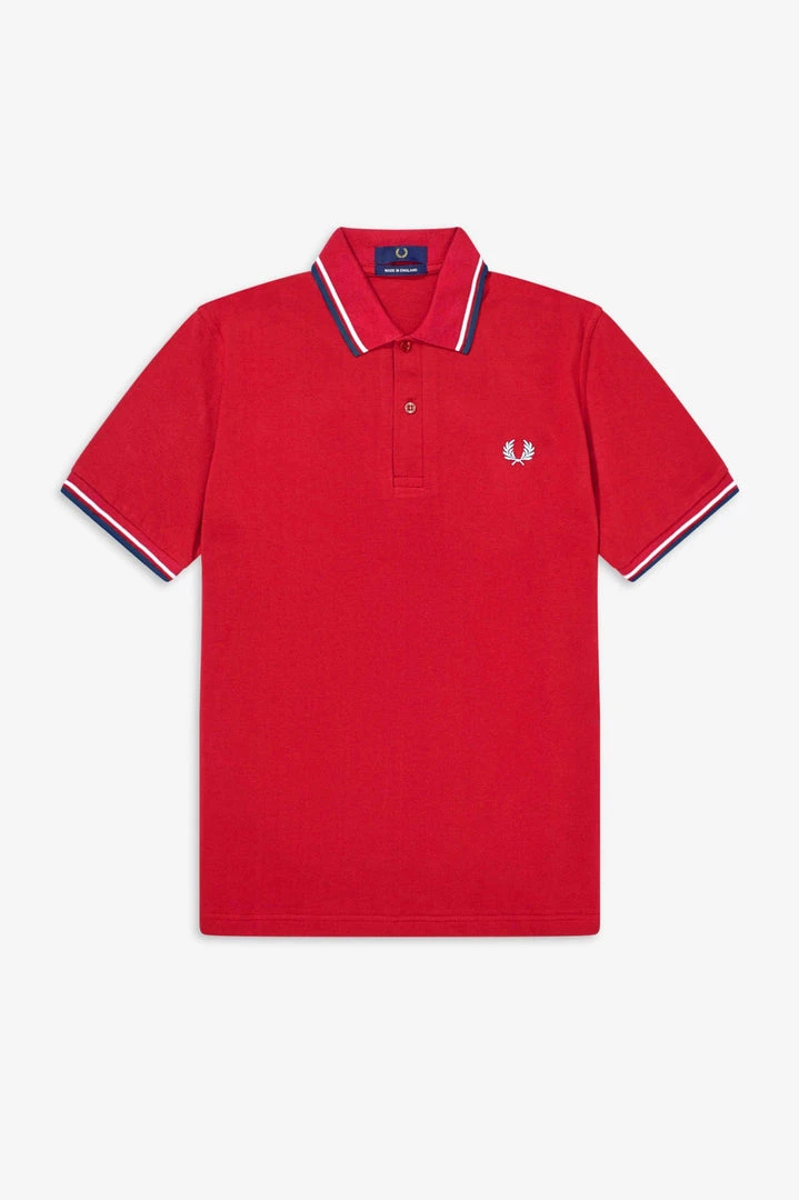 Guys Fred Perry Polo Salsa / White / Blue 7 Guys Fred Perry Polo Salsa / White / Blue
