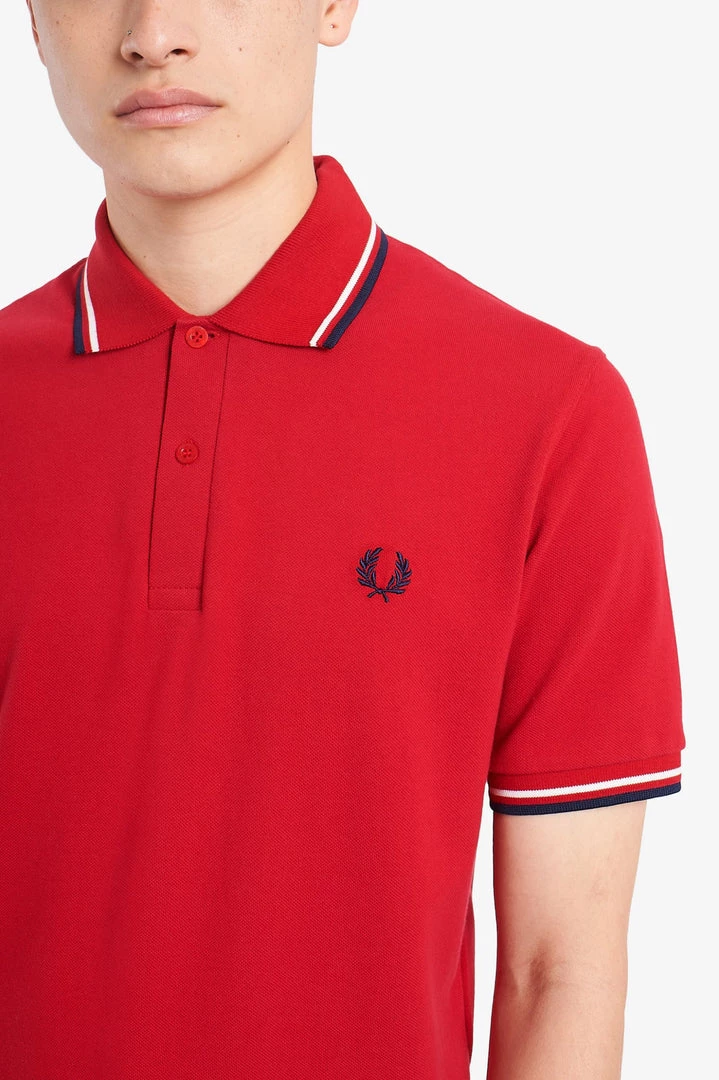 Guys Fred Perry Polo Salsa / White / Blue 3 Guys Fred Perry Polo Salsa / White / Blue