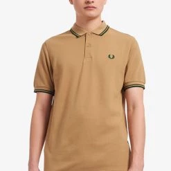 Fred Perry Polo Warm Stone / Ivy (Only Small Left!)
