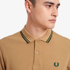 Fred Perry Polo Warm Stone / Ivy (Only Small Left!)