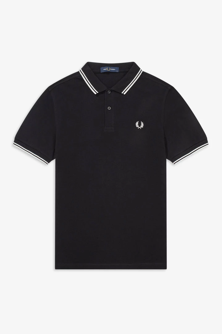 Guys Fred Perry Twin Tipped Polo Black / White 11 Guys Fred Perry Twin Tipped Polo Black / White