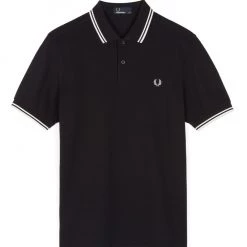 Guys Fred Perry Twin Tipped Polo Black / White 14 Guys Fred Perry Twin Tipped Polo Black / White