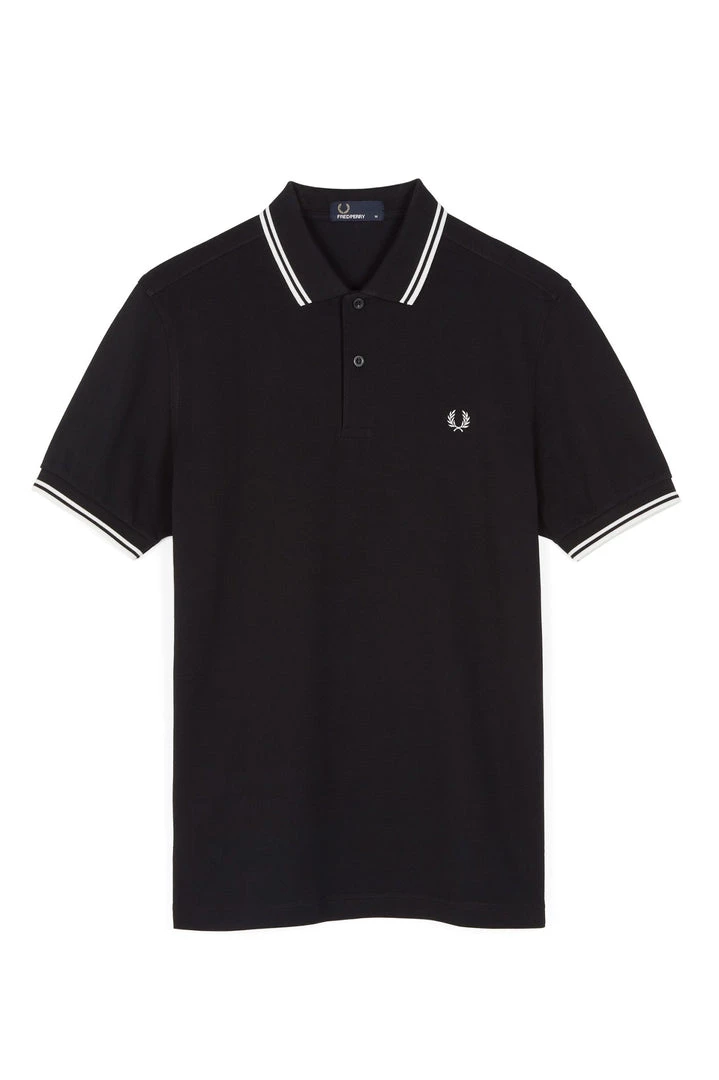 Guys Fred Perry Twin Tipped Polo Black / White 5 Guys Fred Perry Twin Tipped Polo Black / White
