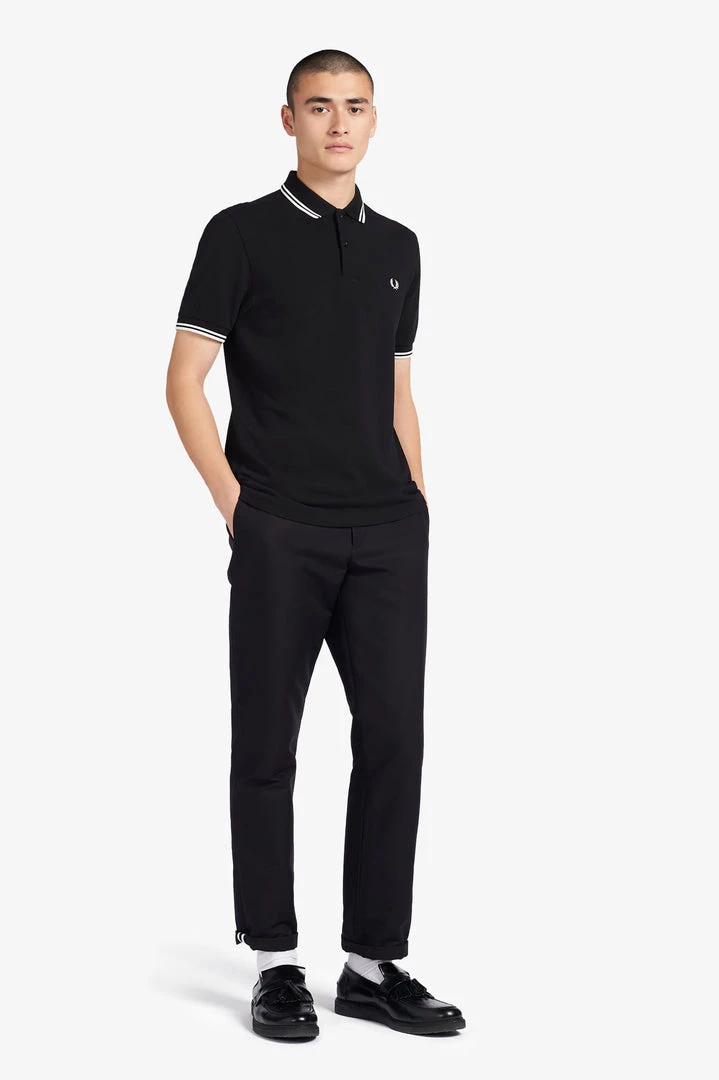 Guys Fred Perry Twin Tipped Polo Black / White 9 Guys Fred Perry Twin Tipped Polo Black / White