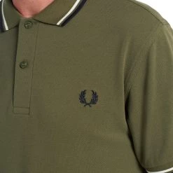 Guys Fred Perry Polo Military Green / Black / White