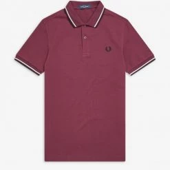 Fred Perry Polo Mahogany / White / Black (Last One Size SMALL!) Guys