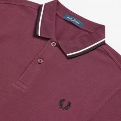 Fred Perry Polo Mahogany / White / Black (Last One Size SMALL!) Guys