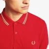Guys Fred Perry Polo Jester Red / White / Champagne (Only Small Left!) 1 Guys Fred Perry Polo Jester Red / White / Champagne (Only Small Left!)
