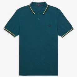 Guys Fred Perry Polo Petrol Dreams / Daffodil / Navy (Last Ones Sizes MED!)