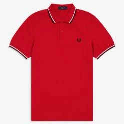 Guys Fred Perry Polo Jester Red / White / Black 8 Guys Fred Perry Polo Jester Red / White / Black