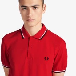 Guys Fred Perry Polo Jester Red / White / Black