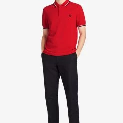 Guys Fred Perry Polo Jester Red / White / Black