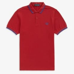 Fred Perry Twin Tipped Polo Deep Red / Cobalt